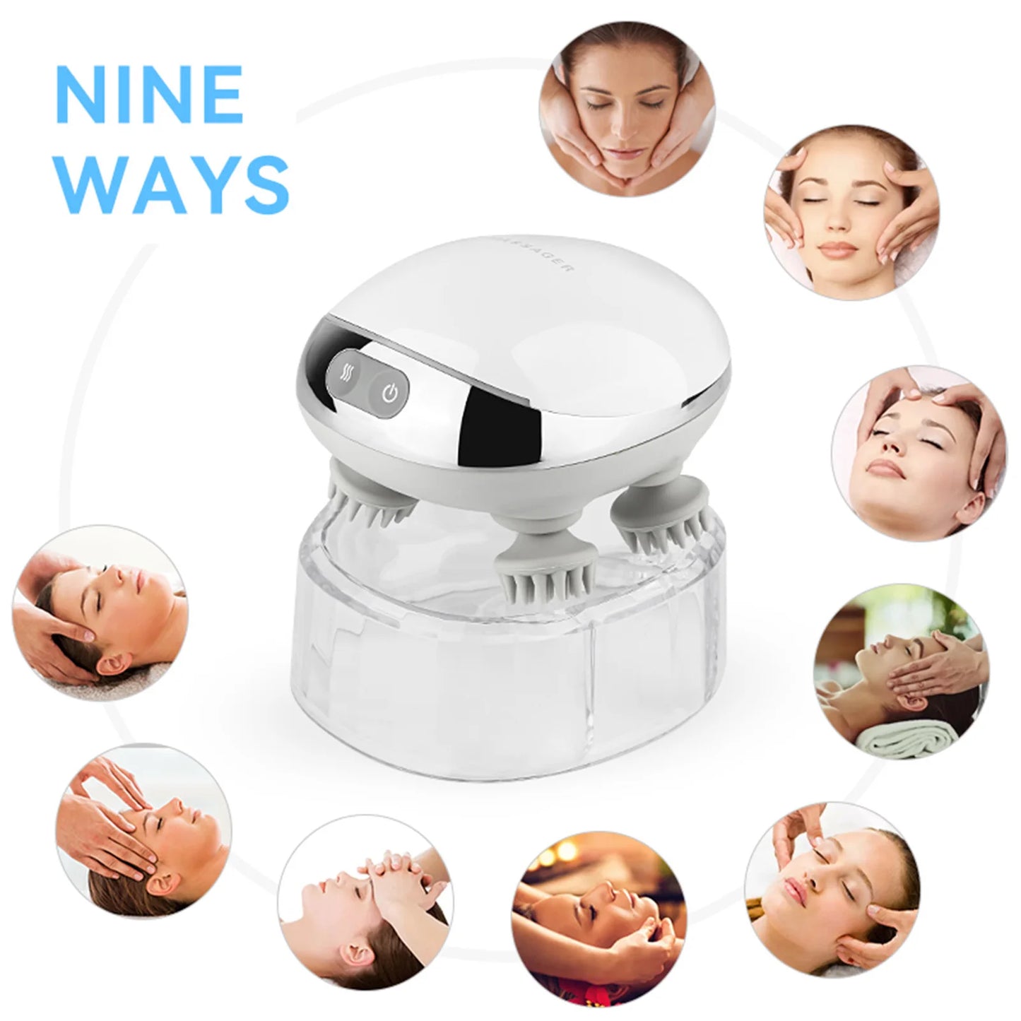 Smart Head Massager with Base Red Light Head Massager for Hair Growth Vibrator Scalp Massage Machine Body Relaxation Treatment