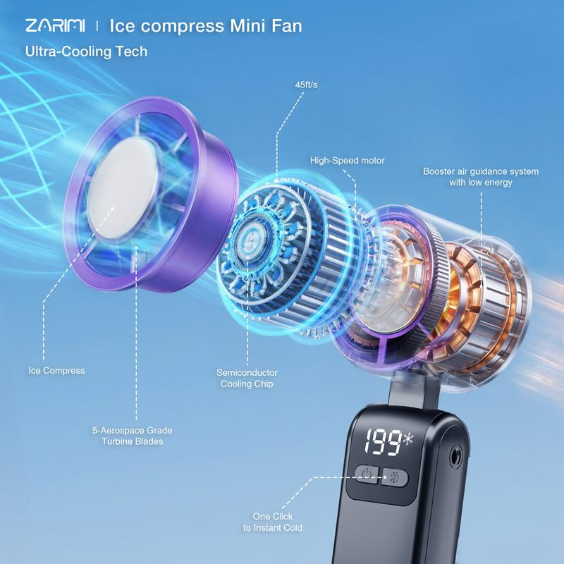 γTiktok Shop Super DealγPortable Handheld Fan Turbo for Travel, Mini Personal Rechargeable Fans, Extreme Ice Cooling Plate,Led Display, HD Display οΌ Lanyard, 1-100 Speed,Up to 20H Use,Foldable Lash Fan,Perfect Gifts for Women,Child