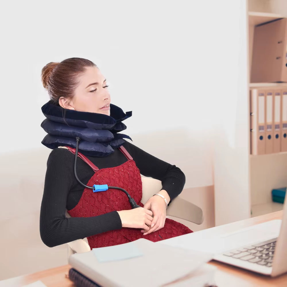 Air Inflatable Pump Neck Head Cervical Traction Stretcher Pain Relief