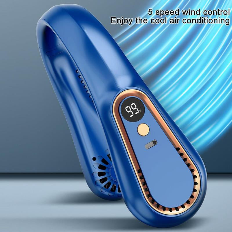Portable Neck Fan, USB Rechargeable Neck Fan, Adjustable Speed Settings Neck Fan, Personal Fan for Outdoor, Travel, Camping, Hiking