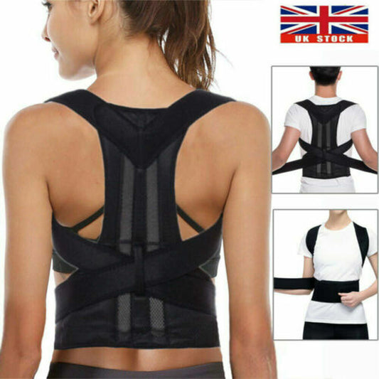 Posture Corrector Back Straightener Lumbar Shoulder Support Belt Body Brace UK
