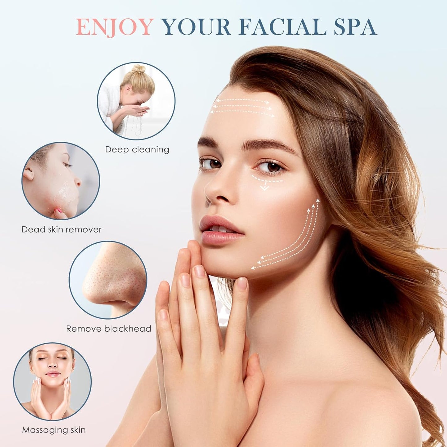 Facial Cleansing Brush,Electric Face Cleanser with 6 Exfoliating Brush Heads,Usb Rechargeable Face Brush with 3 Speed Levels,Waterproof Facial Brush,Lcd Display,360ยฐ Rotating Facial Brush for Cleaning