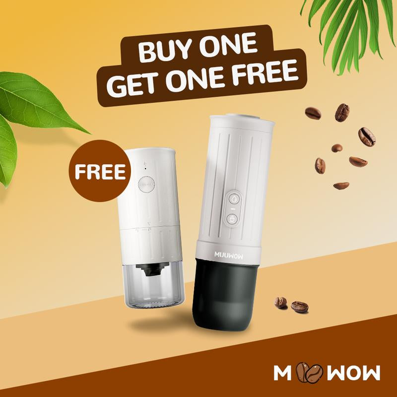 MUUWOW Nano Portable Espresso Maker (Free Grinder) 15Bar Professional High-Pressure Extraction,2-In-1 Brewing Capsules & Ground Coffee,Self-Heating with USB-C 7500Mah Battery,Home & Outdoor