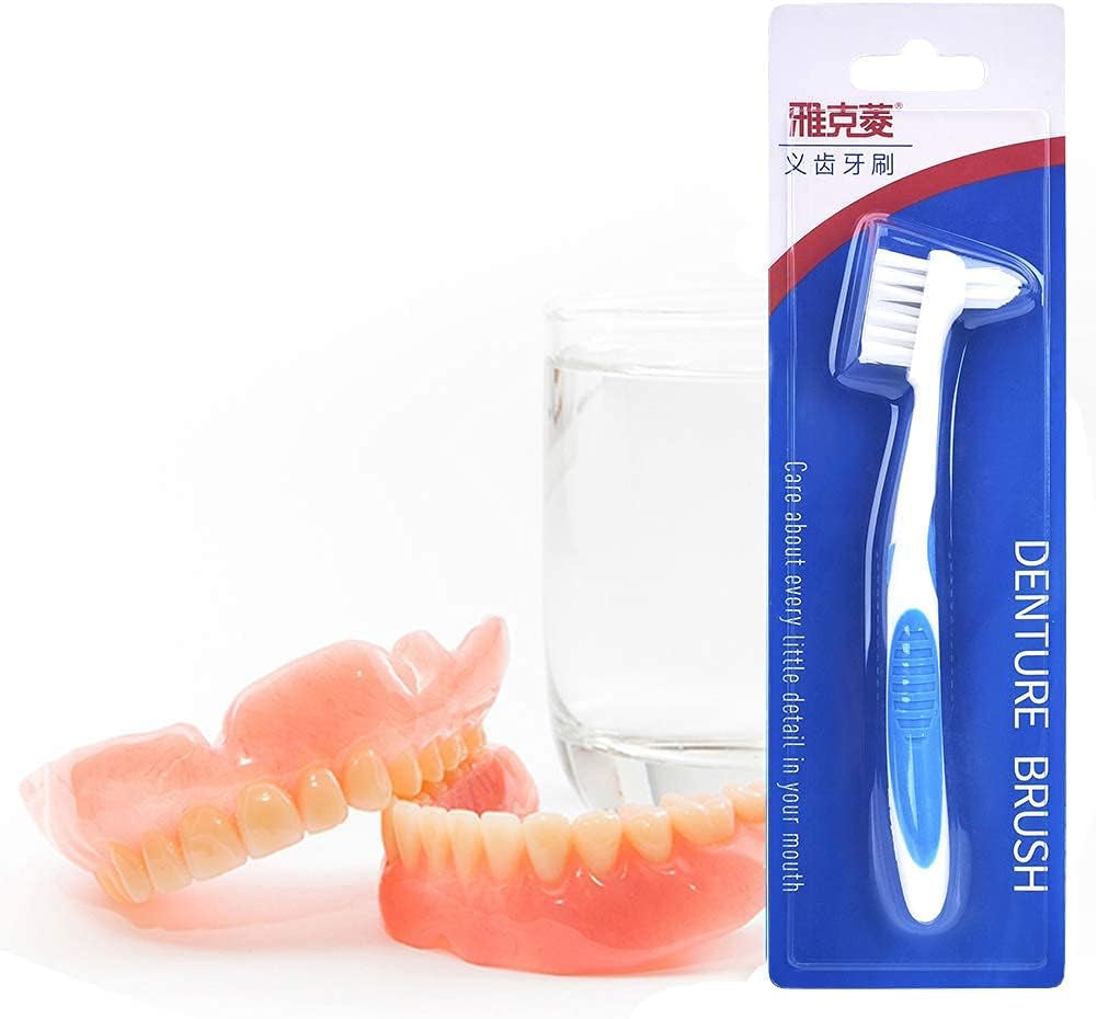 Denture Cleanning Set Denture Cleaning Case with Denture Brush, Blue