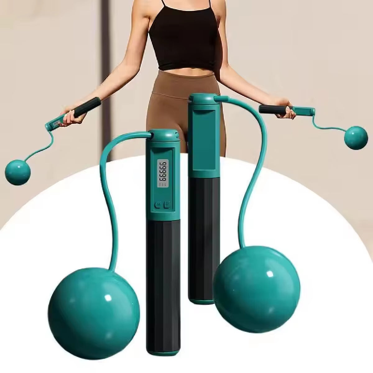 Intelligent Counting No-Rope Jump Rope Big Ball Professional Sports Fitness Adult Student Dual-Use Silicone Handle Equipment