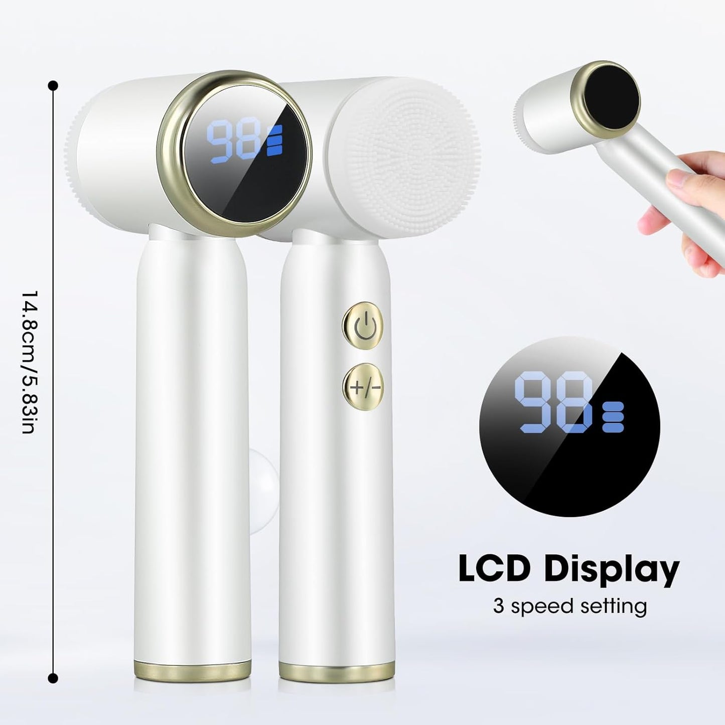Facial Cleansing Brush,Electric Face Cleanser with 6 Exfoliating Brush Heads,Usb Rechargeable Face Brush with 3 Speed Levels,Waterproof Facial Brush,Lcd Display,360ยฐ Rotating Facial Brush for Cleaning