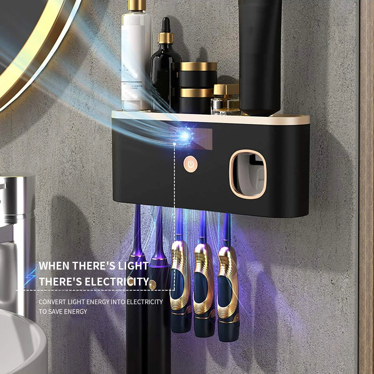 2-in-1 Intelligently Dry & Disinfect Ultrasonic Toothbrush Holder | UV Sterilization, Rechargeable & Hygienic | Keep Your Brush Clean & Safe