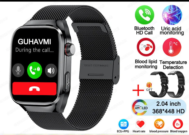 2025 ECG Smart Watch Women & Men | Heart Rate, BT Calls & Health Monitor | Different colours