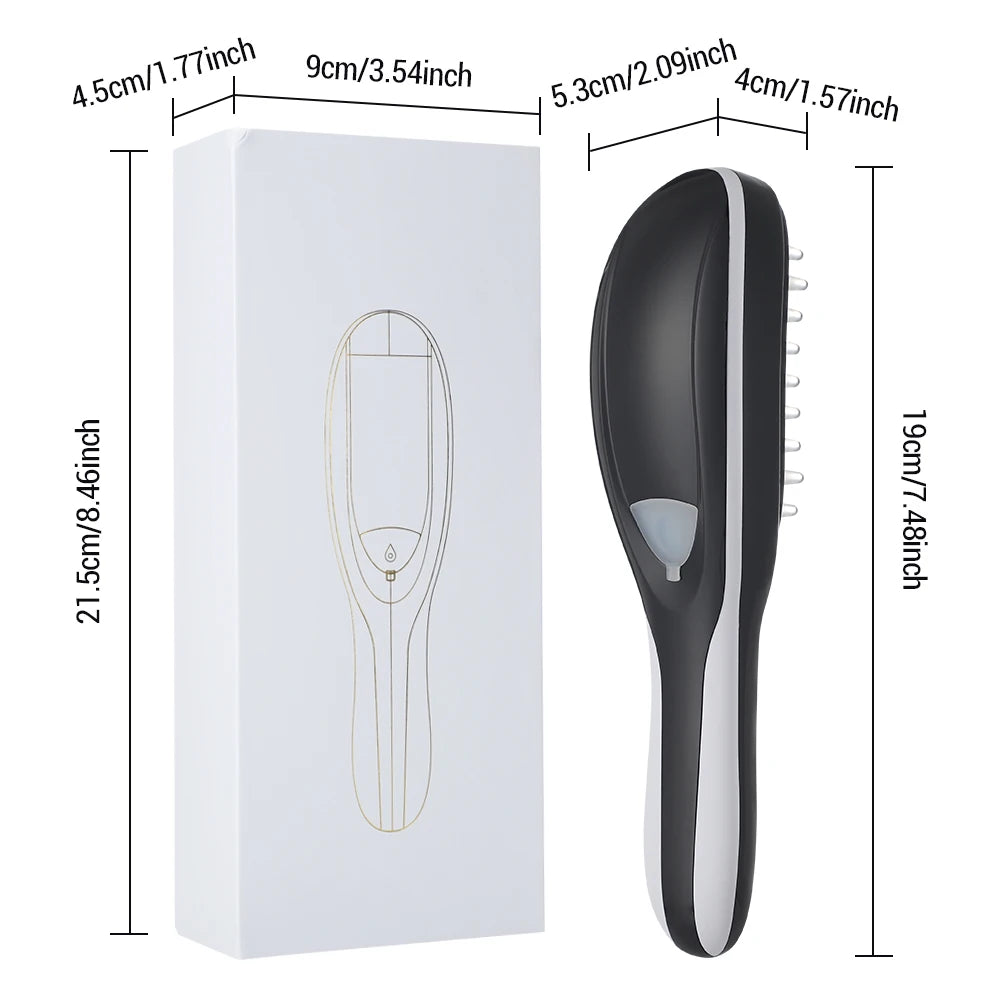 Electric Spray Massage Comb Hair, Hair Growth Vibration, Head Massager Brush, LED Anti Hair Loss Device