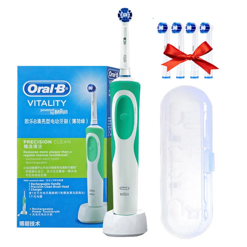 Oral B Electric Toothbrush D12 Rotation, Vitality Smart Tooth Brush, Rechargeable Replaceable Brush Head, 4 Refills + Box