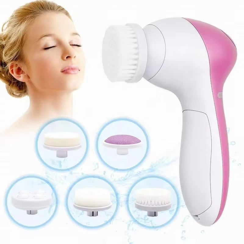 Electric Facial Cleaner, 5 in 1 Face Cleansing Brush, Skin Care Massager, Blackhead Cleanser Tool