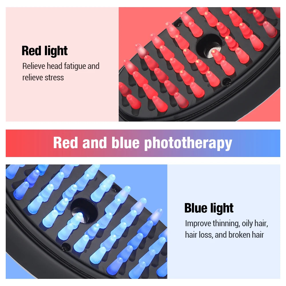 Electric Spray Massage Comb Hair, Hair Growth Vibration, Head Massager Brush, LED Anti Hair Loss Device