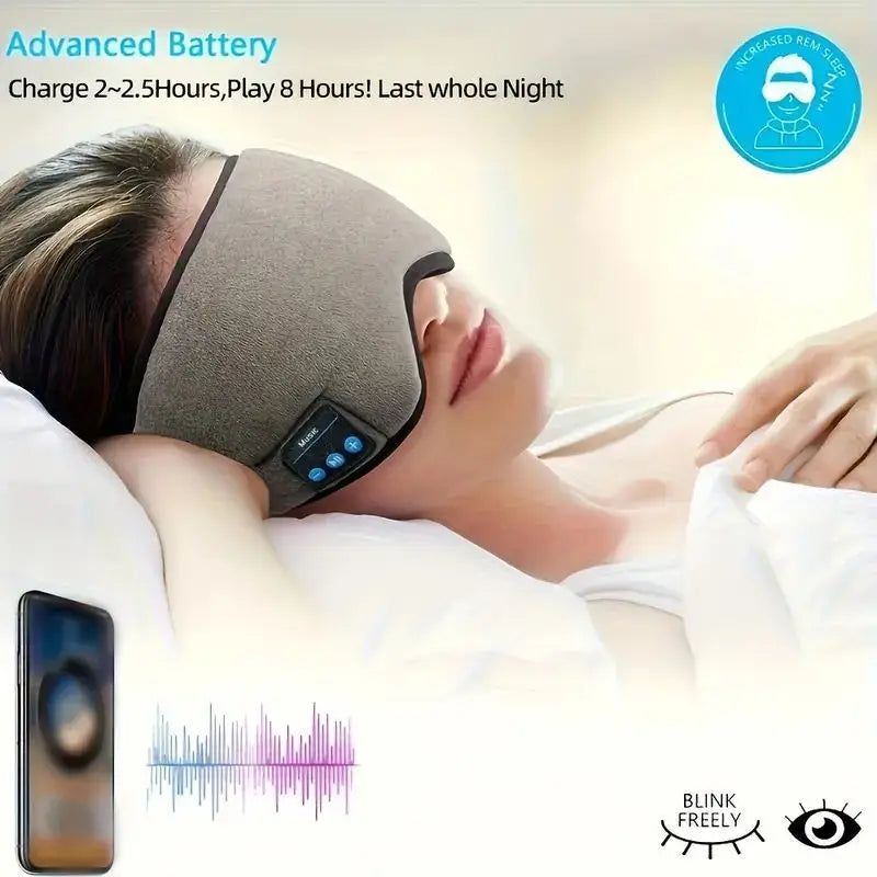 Smart Eye Mask Patch, Bluetooth Wireless Headphone, Sleep Mask Aid, Light-blocking Eye Cover