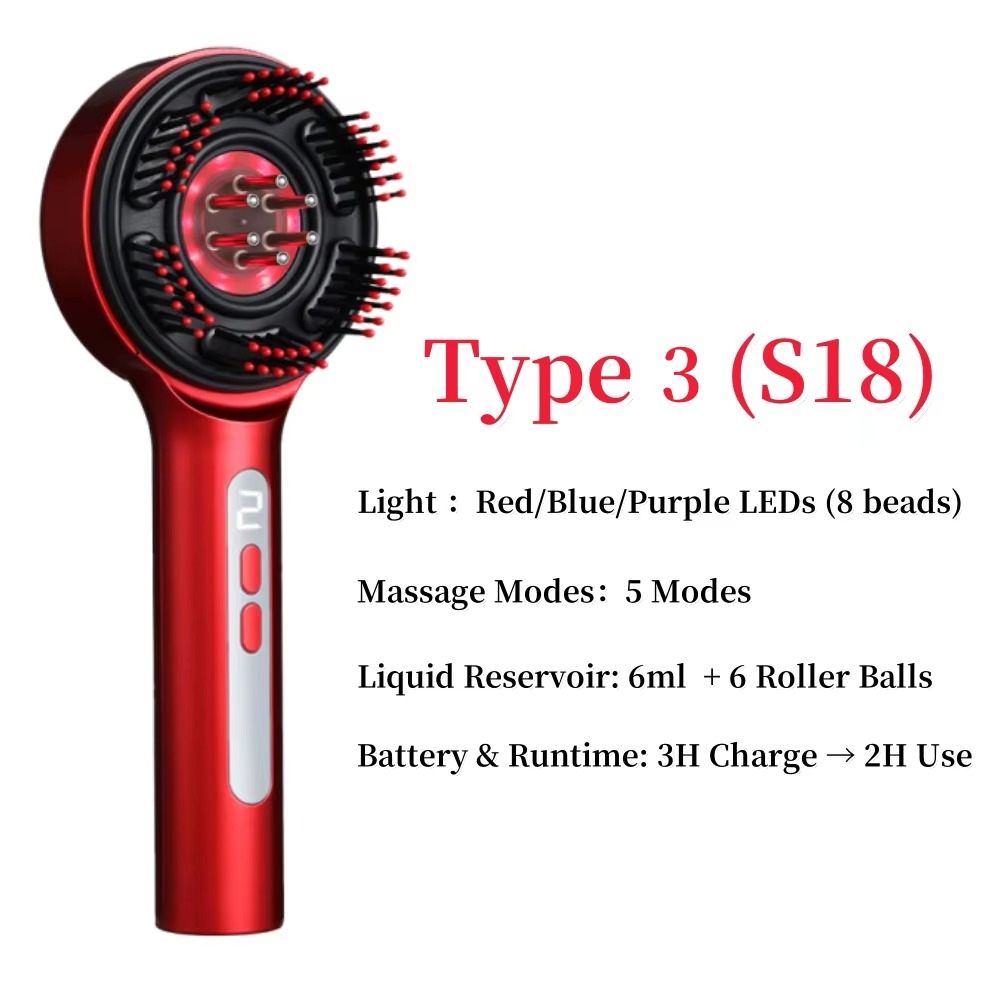 Electric Scalp Massager Comb | Red Light Therapy for Hair Growth & Relaxation