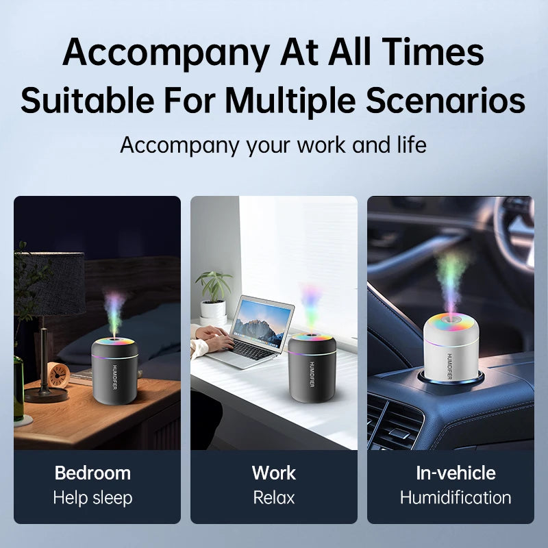 Mini Air Humidifier, Electric Aroma Diffuser, Essential Oil Purifier, Aromatherapy, For Car. Home, Bedroom