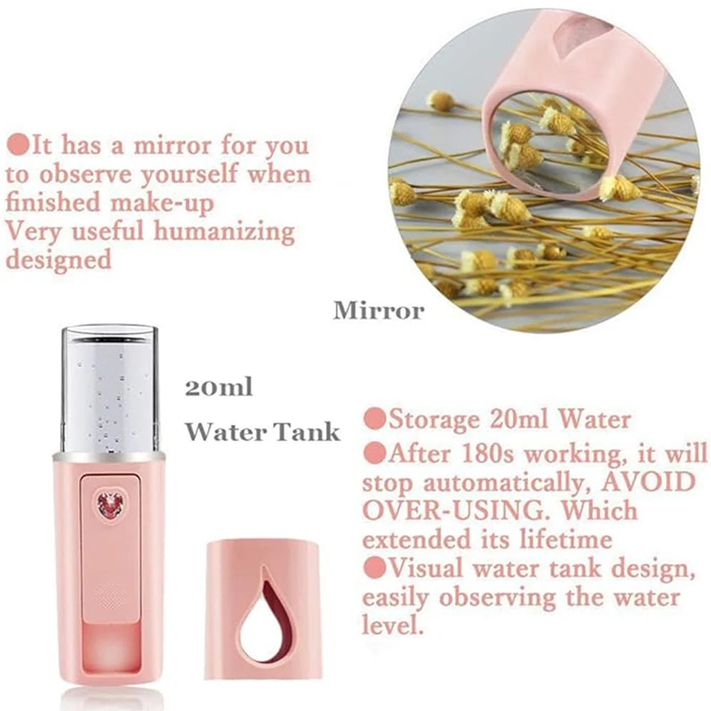 Face Steamer, Portable Facial Sprayer Nebuliser, Hydrating Anti-aging Mini Nano Wrinkle Women, Beauty Skin Care