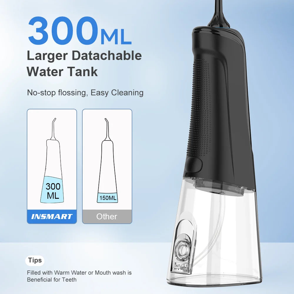 INSMART Oral Irrigator, Dental Water Flosser, Waterproof Portable Dental Water Jet Floss For Teeth Cleaning and Whitening