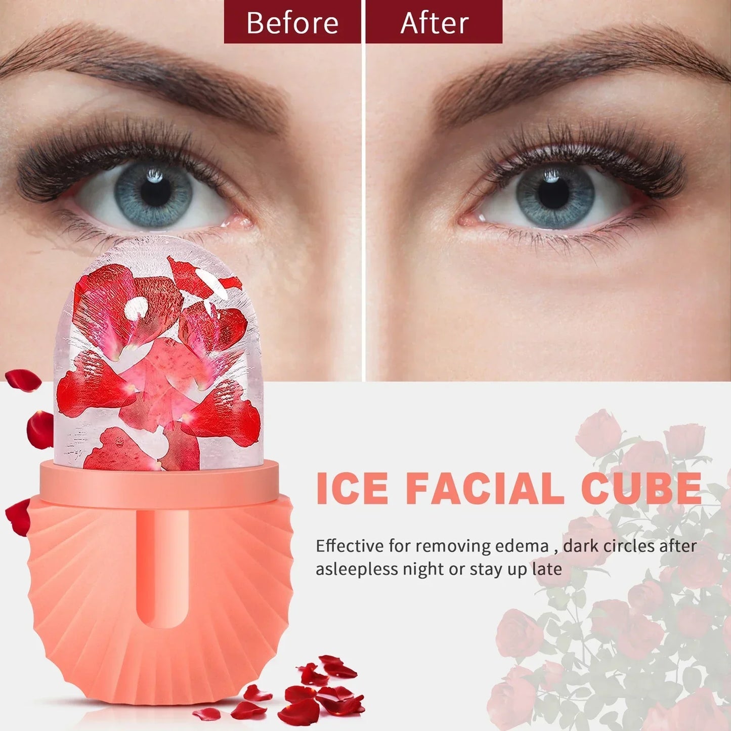 Ice Face Roller Contour, Shrinks Pores, Removes Dark Circles, Skin Massager, Beauty Facial Roller for Eyes Neck, Skin Care Tool
