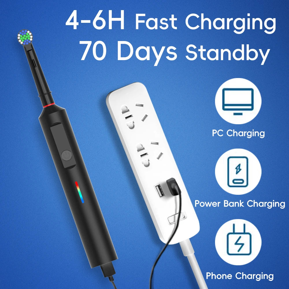 Smart Rotating Electric Toothbrush, Rechargeable Rotary Toothbrush Heads, Compatible with Oral B Replacement Brush Heads