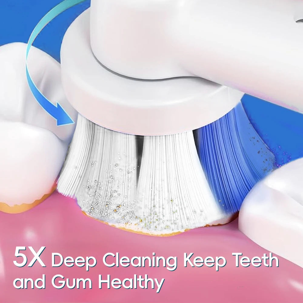 Smart Rotating Electric Toothbrush, Rechargeable Rotary Toothbrush Heads, Compatible with Oral B Replacement Brush Heads