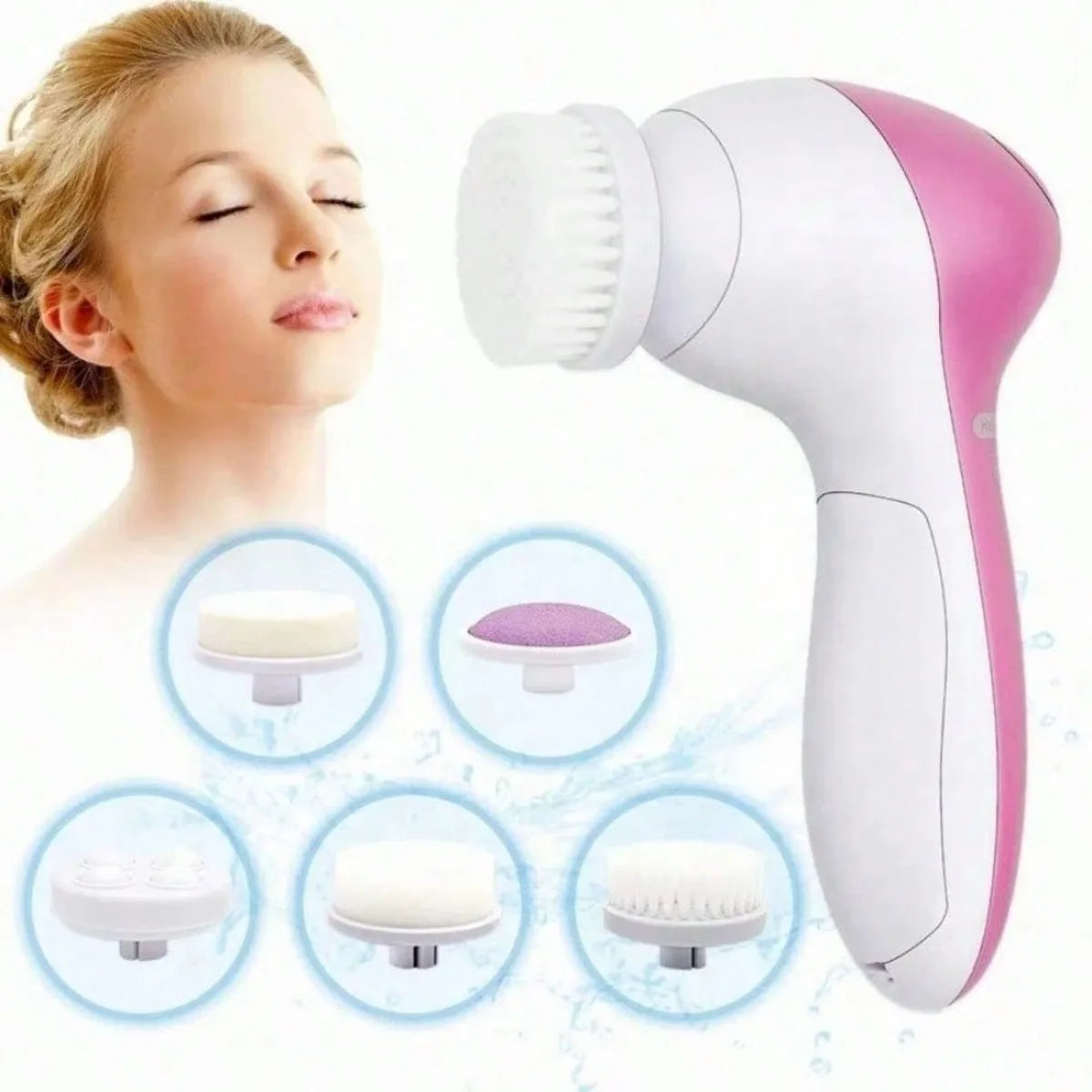 Electric Facial Cleaner, 5 in 1 Face Cleansing Brush, Skin Care Massager, Blackhead Cleanser Tool