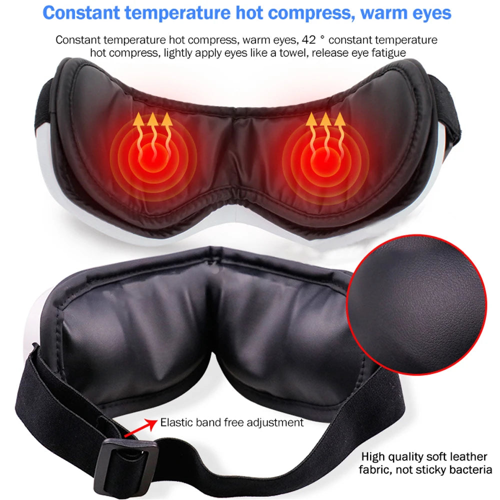 6D Smart Vibration Eye Massager With Hot Airbag Compress, Bluetooth, Music, Eye Massage, Sleep Mask