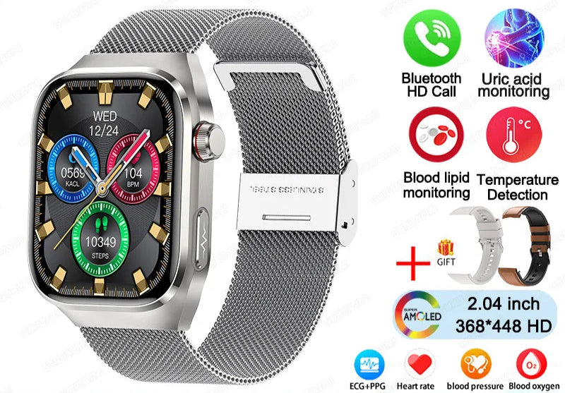 2025 ECG Smart Watch Women & Men | Heart Rate, BT Calls & Health Monitor | Different colours