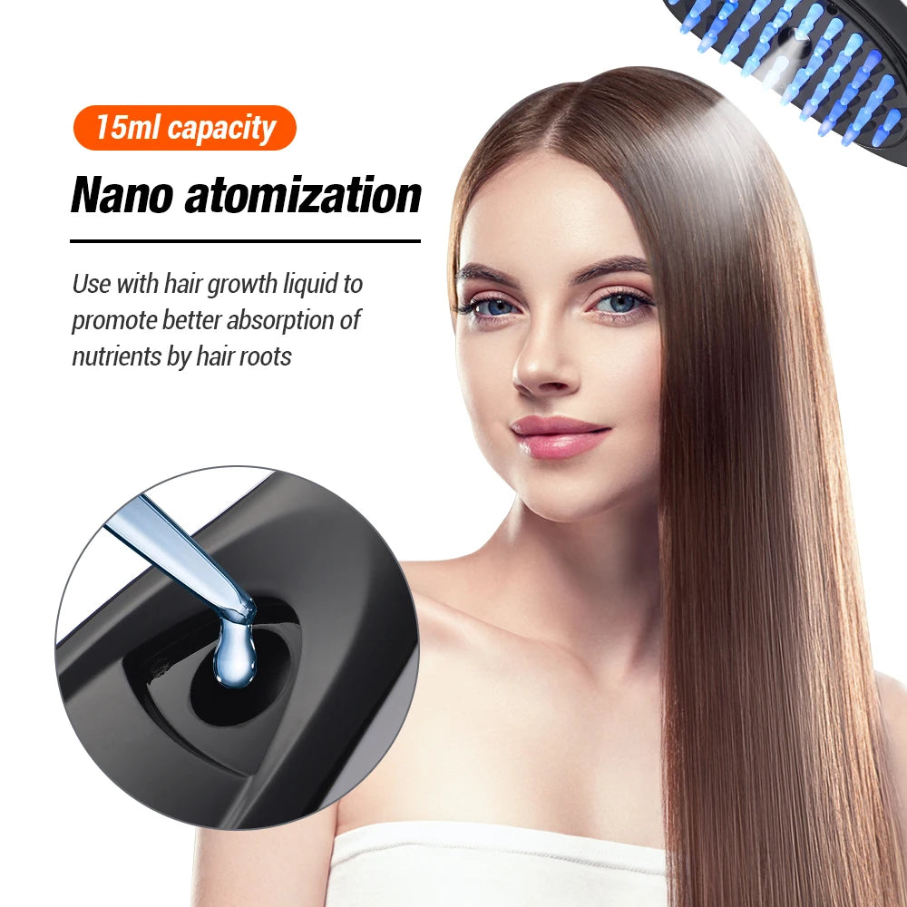 Electric Spray Massage Comb Hair, Hair Growth Vibration, Head Massager Brush, LED Anti Hair Loss Device