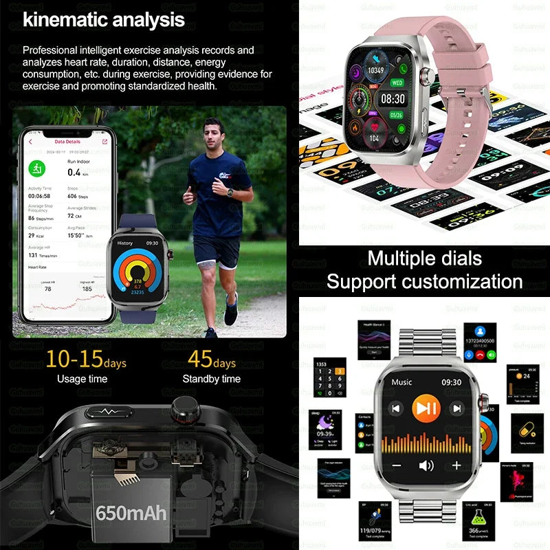 2025 ECG Smart Watch Women & Men | Heart Rate, BT Calls & Health Monitor | Different colours