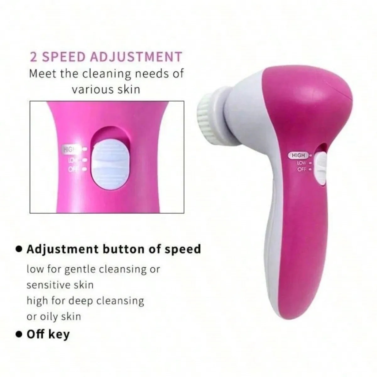 Electric Facial Cleaner, 5 in 1 Face Cleansing Brush, Skin Care Massager, Blackhead Cleanser Tool