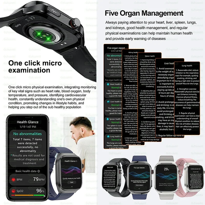 2025 ECG Smart Watch Women & Men | Heart Rate, BT Calls & Health Monitor | Different colours