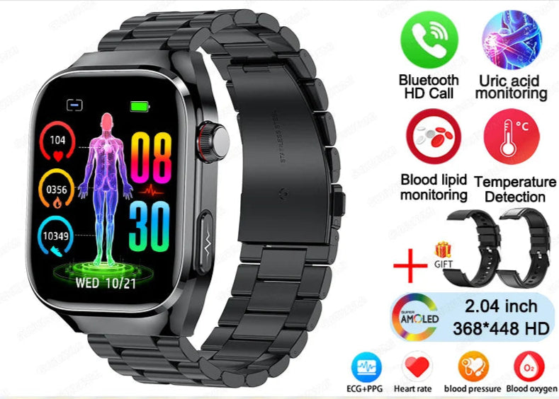 2025 ECG Smart Watch Women & Men | Heart Rate, BT Calls & Health Monitor | Different colours