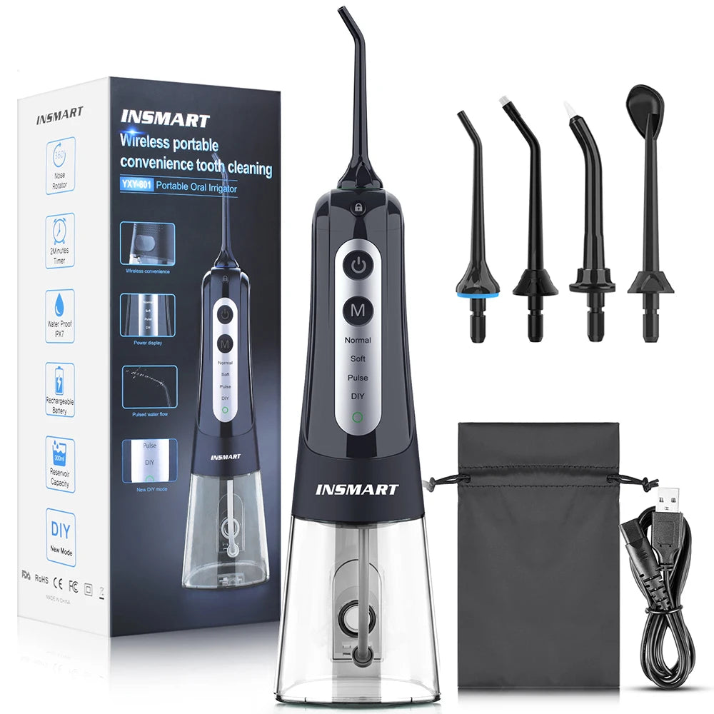 INSMART Oral Irrigator, Dental Water Flosser, Waterproof Portable Dental Water Jet Floss For Teeth Cleaning and Whitening