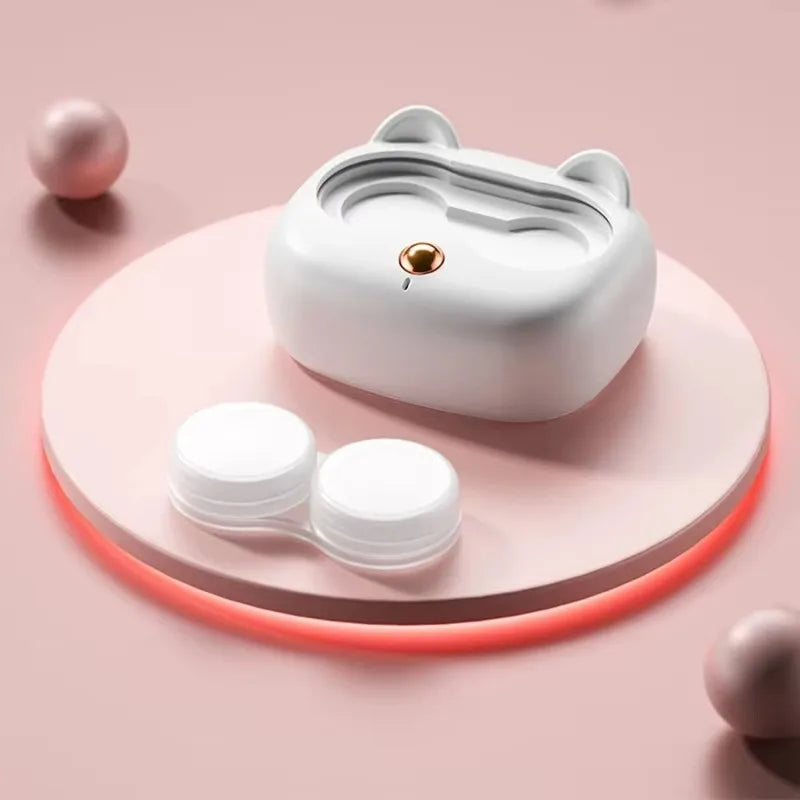Ultrasonic Contact Lens Cleaner with Removable Box | Portable, Battery-Free Cleaning Machine