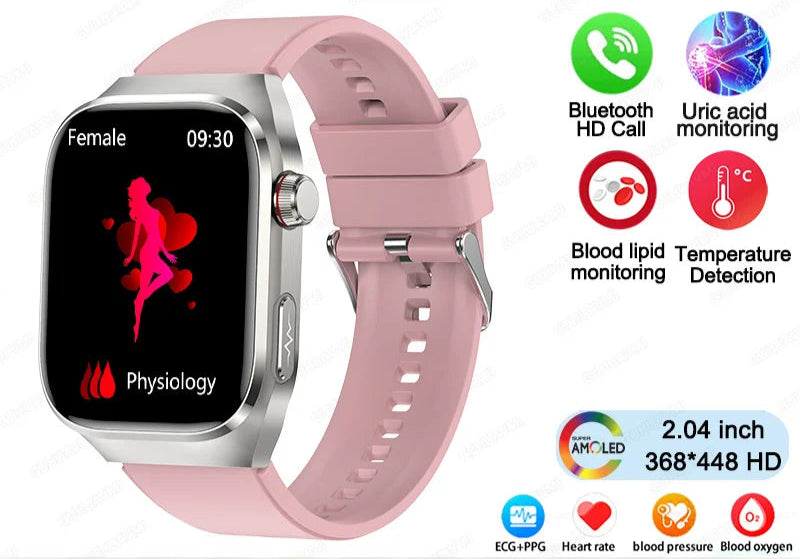 2025 ECG Smart Watch Women & Men | Heart Rate, BT Calls & Health Monitor | Different colours