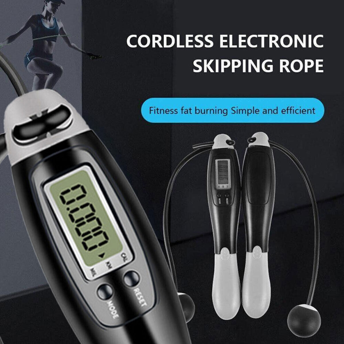 Cordless Skipping Rope Jump Ropes Smart Screen with Weighted for Sports Fitness