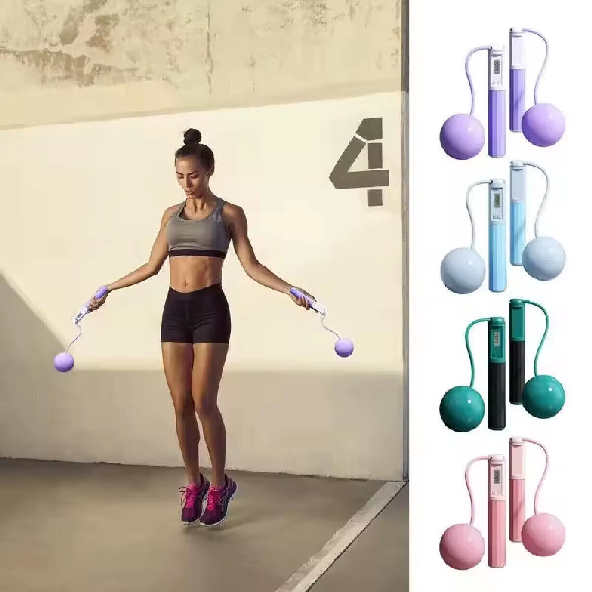 Intelligent Counting No-Rope Jump Rope Big Ball Professional Sports Fitness Adult Student Dual-Use Silicone Handle Equipment