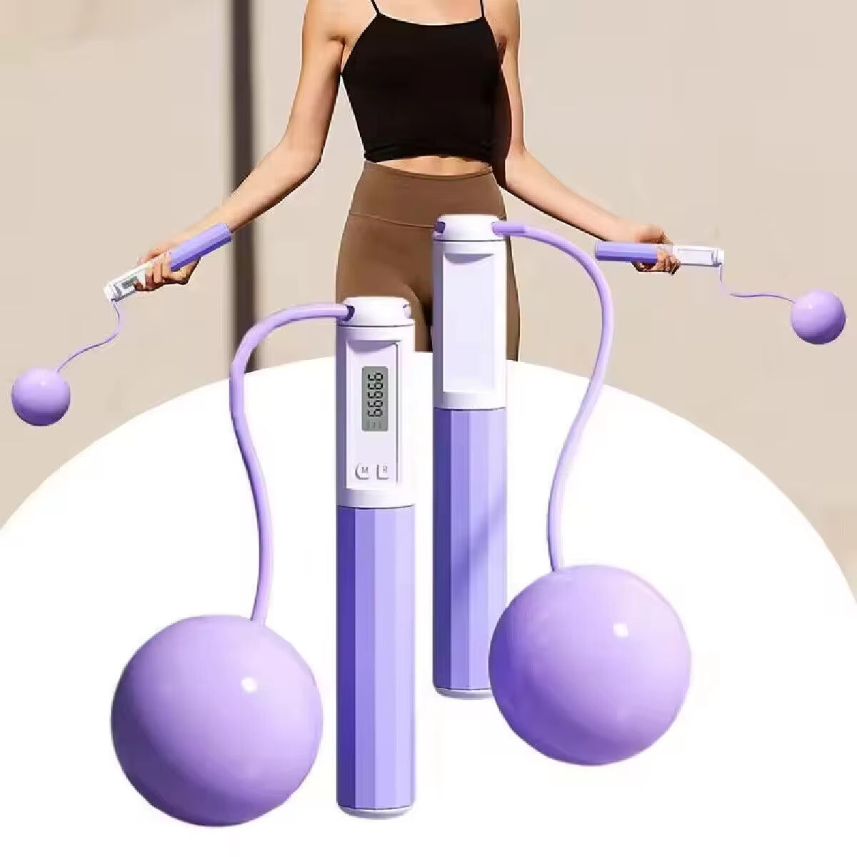 Intelligent Counting No-Rope Jump Rope Big Ball Professional Sports Fitness Adult Student Dual-Use Silicone Handle Equipment