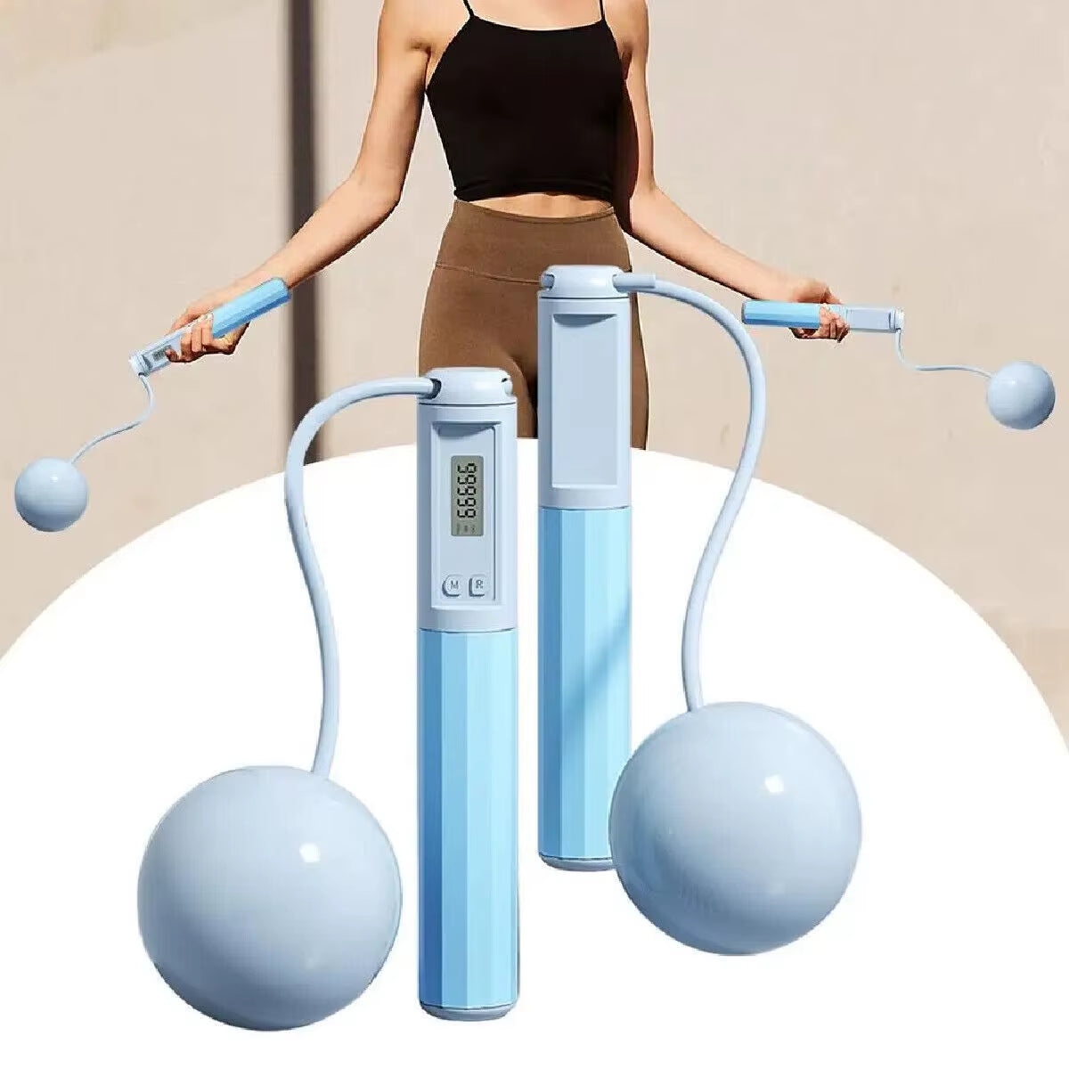Intelligent Counting No-Rope Jump Rope Big Ball Professional Sports Fitness Adult Student Dual-Use Silicone Handle Equipment