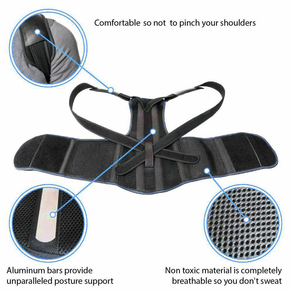 Posture Corrector Back Straightener Lumbar Shoulder Support Belt Body Brace UK