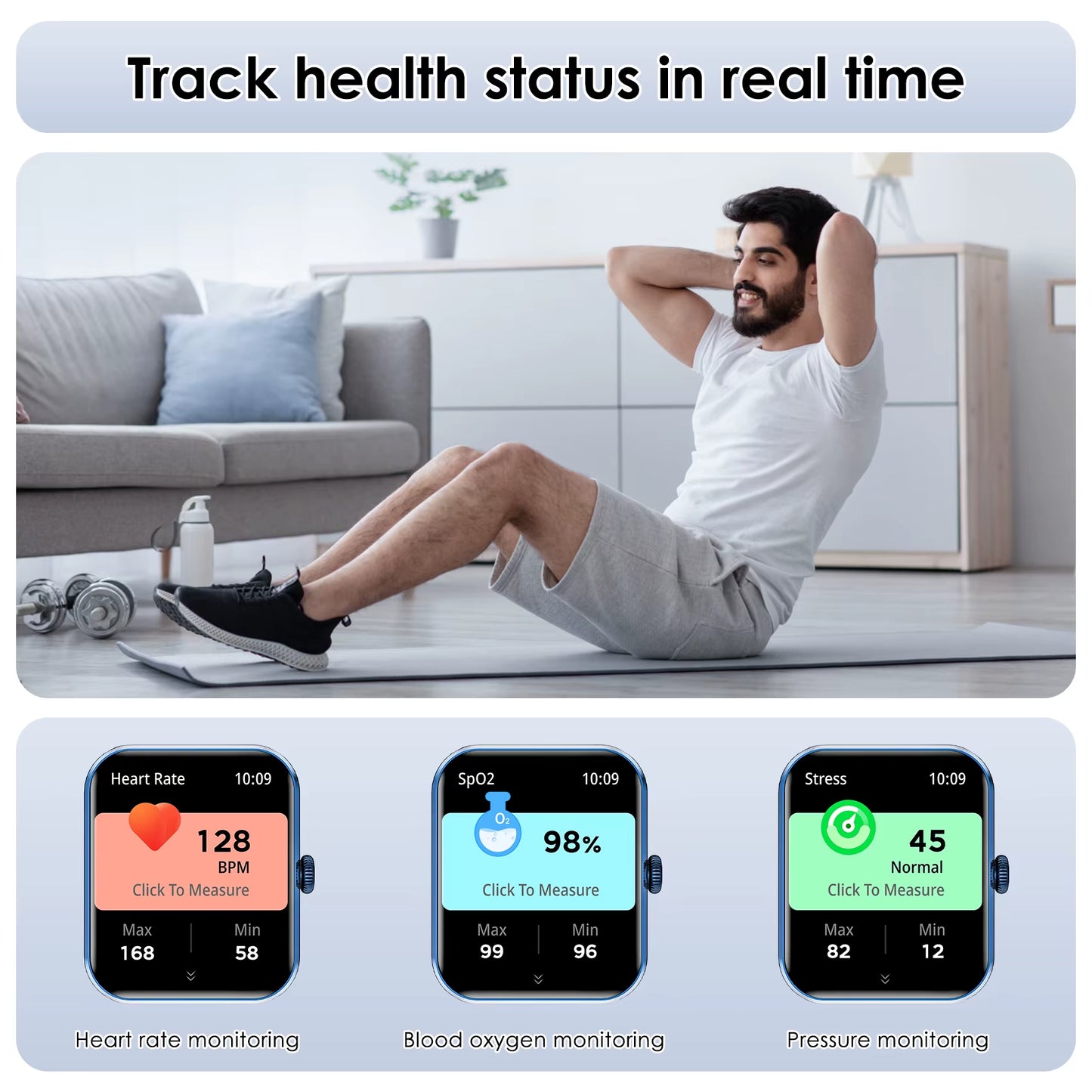 1.85” Full Touch HD Smartwatch Bluetooth Calling Smart Watch Voice Assistant with 100+ Sports Fitness Tracking
