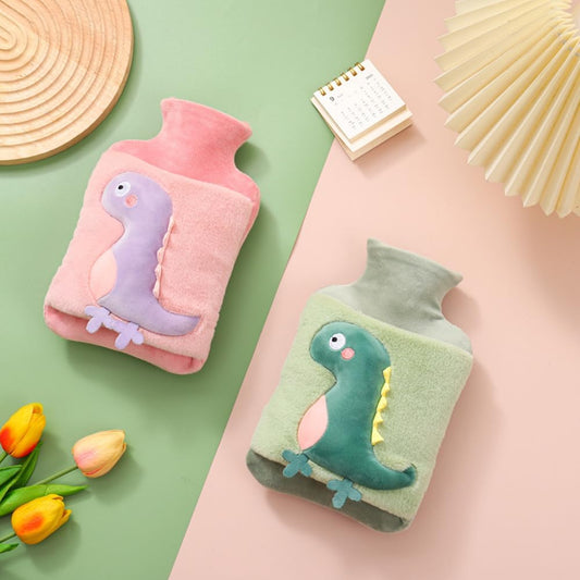 Hot Water Bottle, 2L Large Cute Dinosaur Thickened Super Furry Fluffy Aldult Kids Hot Water Bottle with Cover, Explosion-Proof and Leak-Proof, Can Be Used to Relieve Body Pain