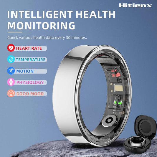 Smart Ring - Health Monitoring Device with Heart Rate, Calories, Sleep, Menstrual Cycle, Skin Temperature, Stress, Mood and Exercise Data for Men and Women, Wireless Fitness Tracker, No Surcharge, Android Ios Compatible