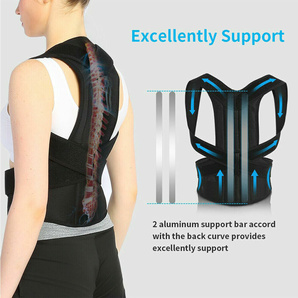 Posture Corrector Back Straightener Lumbar Shoulder Support Belt Body Brace UK