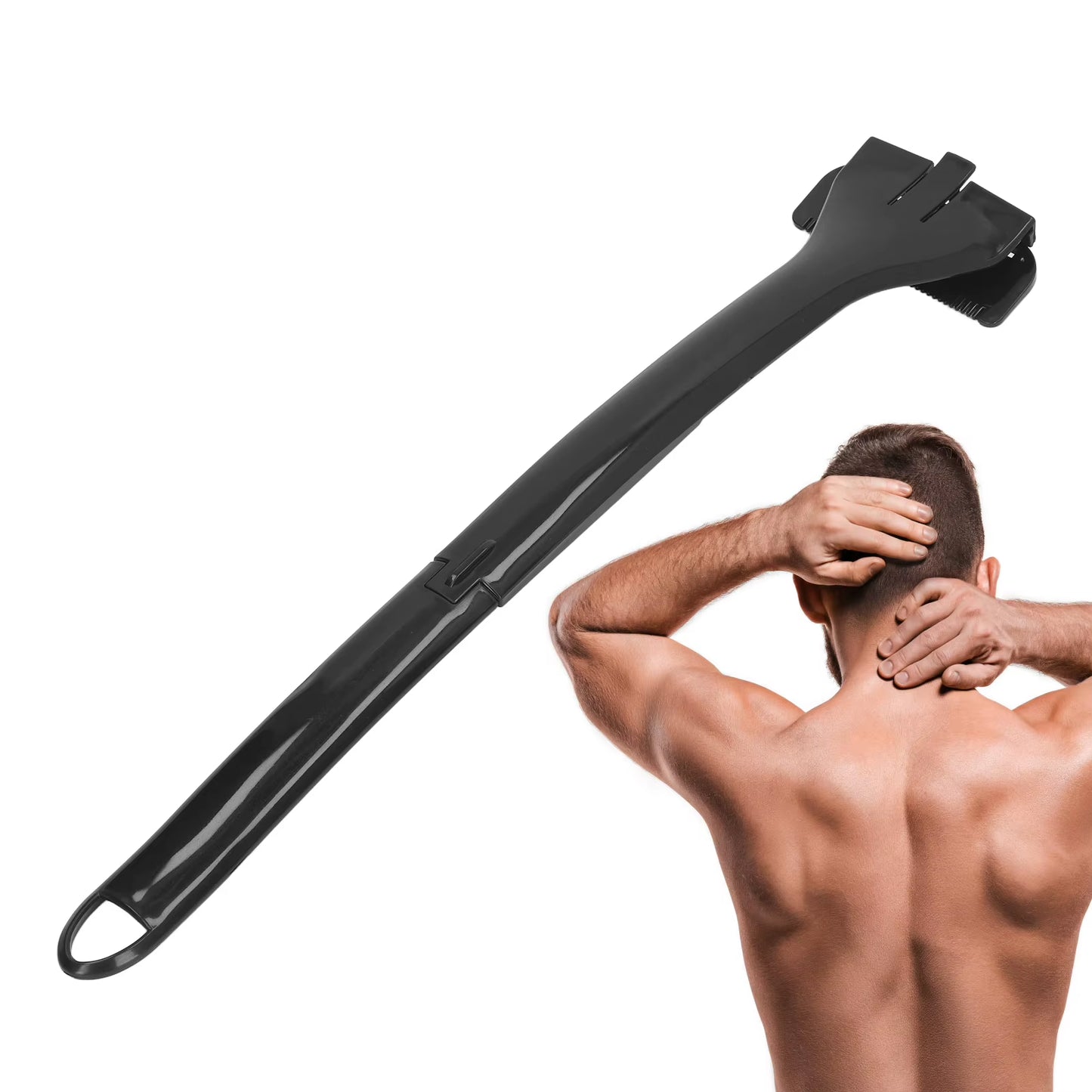 Back Trimmer Long Handle Foldable Comfy Back Cleaning Manual Back Trimmer for Men Manual Back Hair Trimmer Back Cleaning Trimmer