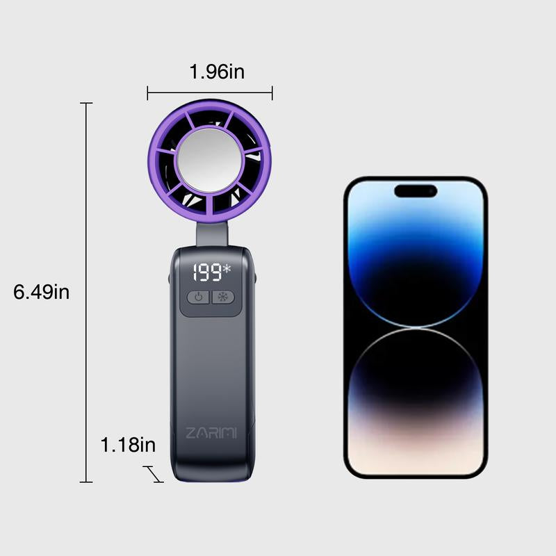 γTiktok Shop Super DealγPortable Handheld Fan Turbo for Travel, Mini Personal Rechargeable Fans, Extreme Ice Cooling Plate,Led Display, HD Display οΌ Lanyard, 1-100 Speed,Up to 20H Use,Foldable Lash Fan,Perfect Gifts for Women,Child