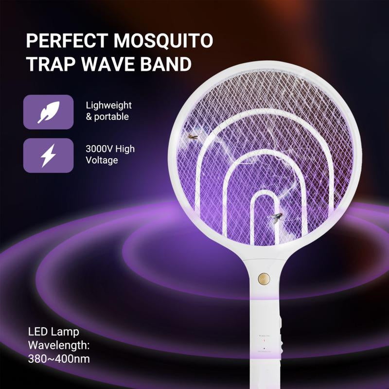 2-Pack 3000V Electric Fly Swatter Mosquito Zapper Rechargeable Bug Racket with USB Charging for Indoor Outdoor Use Kills Bugs Fast