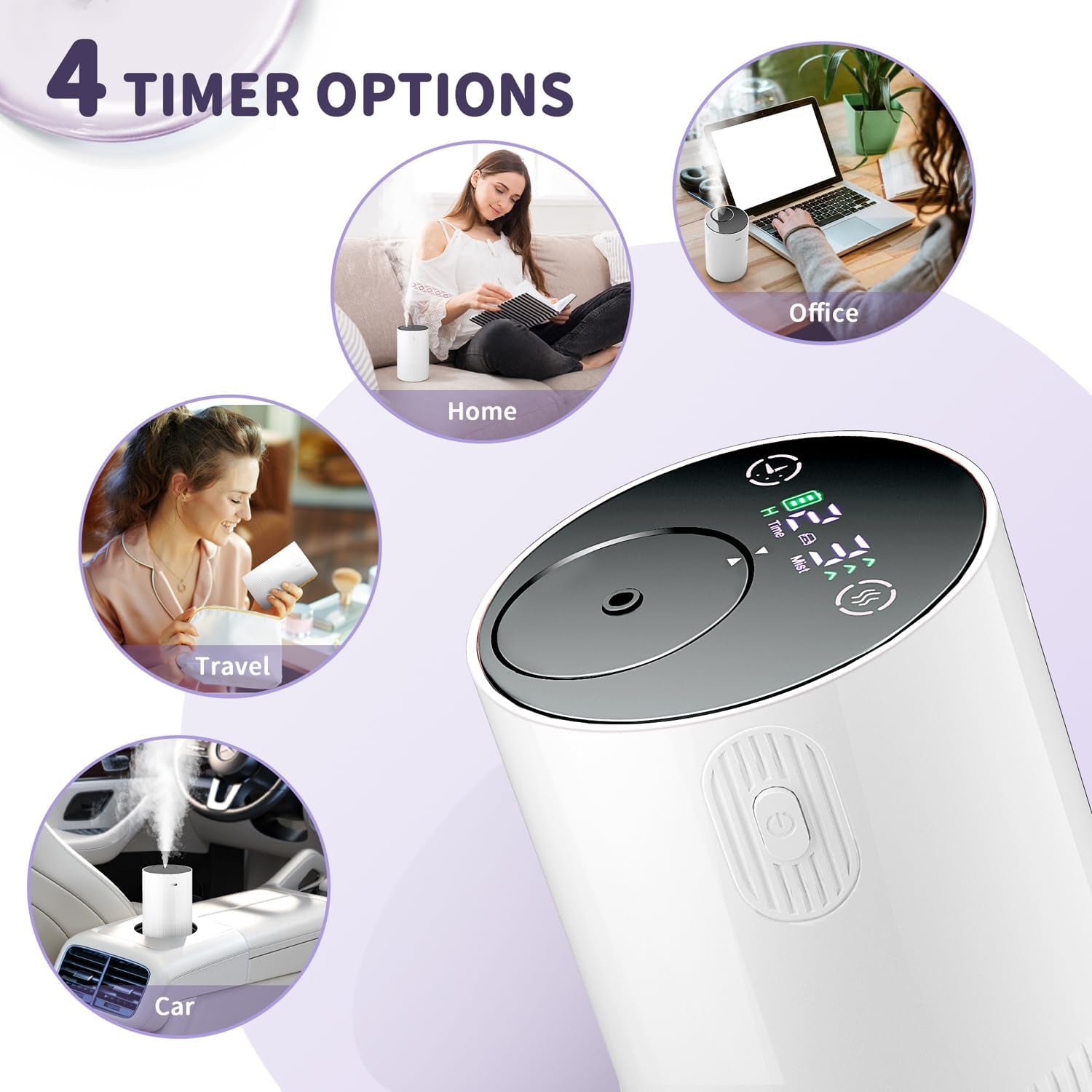 Waterless Diffuser for Essential Oil: Portable Nebulizing Essential Oil Diffuser, Aroma Diffuser for Car, Travel Use, Home