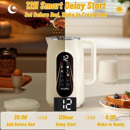 8-In-1 Nut Milk Maker Machine, 42Oz Homemade Almond, Soy, Oat, Juice, Plant-Based and Dairy Free Beverages,Automatic Almond Milk Maker, LED Panel/Delay Start/Keep Warm/Boil Water/Self Clean