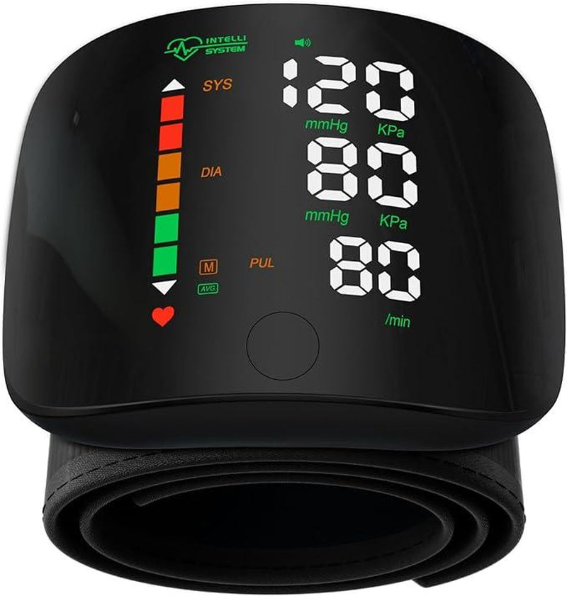 Wrist Blood Pressure Monitor Led Display, Touch Screen Wrist Blood Pressure Cuff 99X2 Reading Memory Wrist Bp Monitor with Carrying Case(Black) Health Monitoring Adjustable
